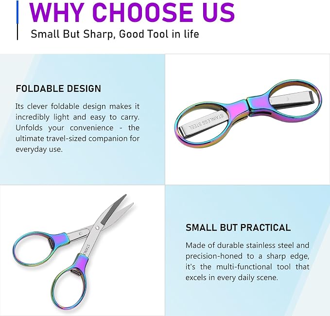 2Pcs Rainbow Folding Scissors, Portable Stainless Steel Telescopic Cutter - Image 4