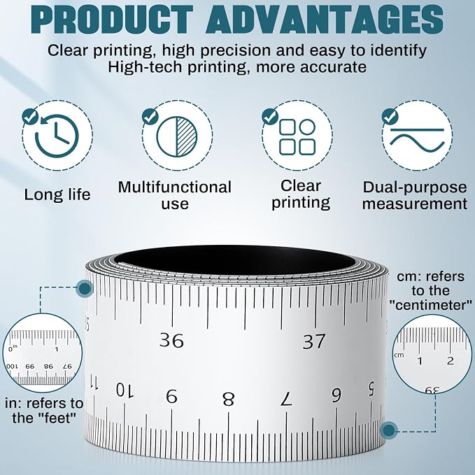 Relaxweex 4 Pcs 39.37 Inch Magnetic Ruler Flexible Tape Magnetic Tape Measure - Image 4
