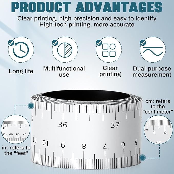 Relaxweex 2 Pcs 39.37 Inch Magnetic Ruler Flexible Tape Magnetic Tape Measure - Image 3