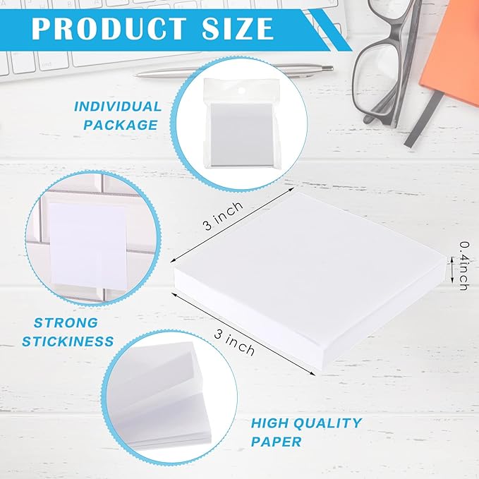 Sabary 2400 Sheets White Sticky Notes 3 x 3 Inch Self Stick Notes Pads Easy Note Pads for Office Home Studying Supplies, 24 Pads, 100 Sheets/Pad, Individual Package-DeskLoop Office