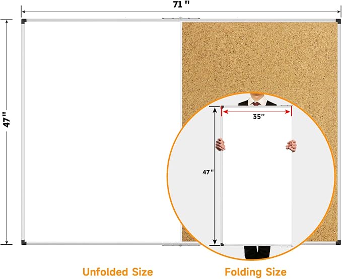 XBoard Extra Large Magnetic White Board and Bulletin Corkboard Combination - Image 3