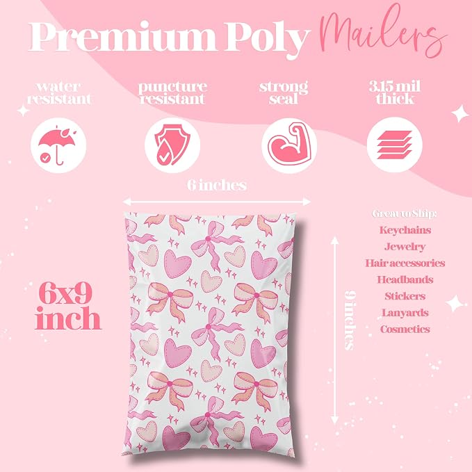 Pretty Package Store 6x9 Designer Poly Mailer 100 Pack Heavy Duty Waterproof - Image 4