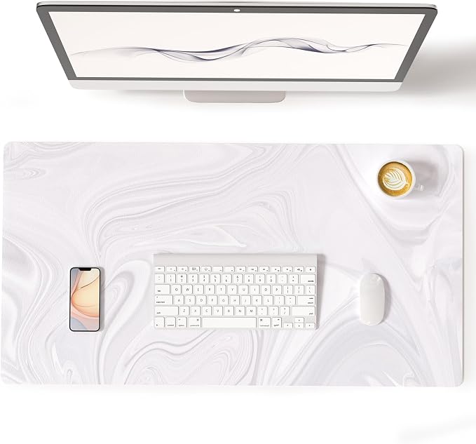 Colorful Star White Marble Large Mouse Pad, Waterproof Office Desk Mat by ColorfulStar
