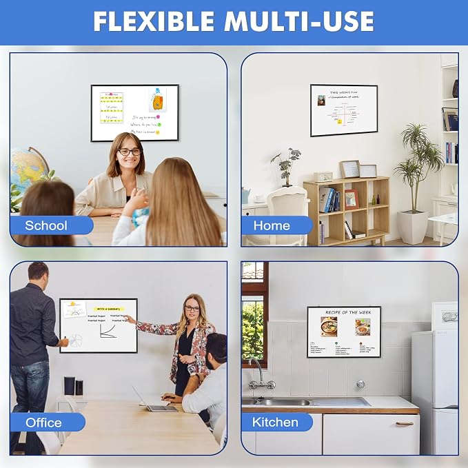 Double-Sided White Board Black Aluminium Frame, Hanging Mounted Whiteboard Home - Image 5