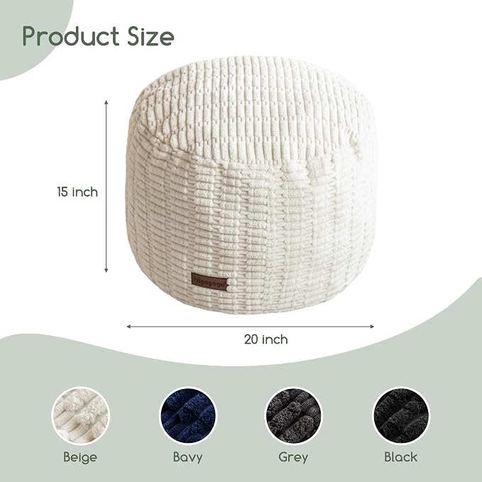 HIGOGOGO Pouf Ottoman Stuffed Round Modern Foam Filled Foot Rest Poufs - Image 2