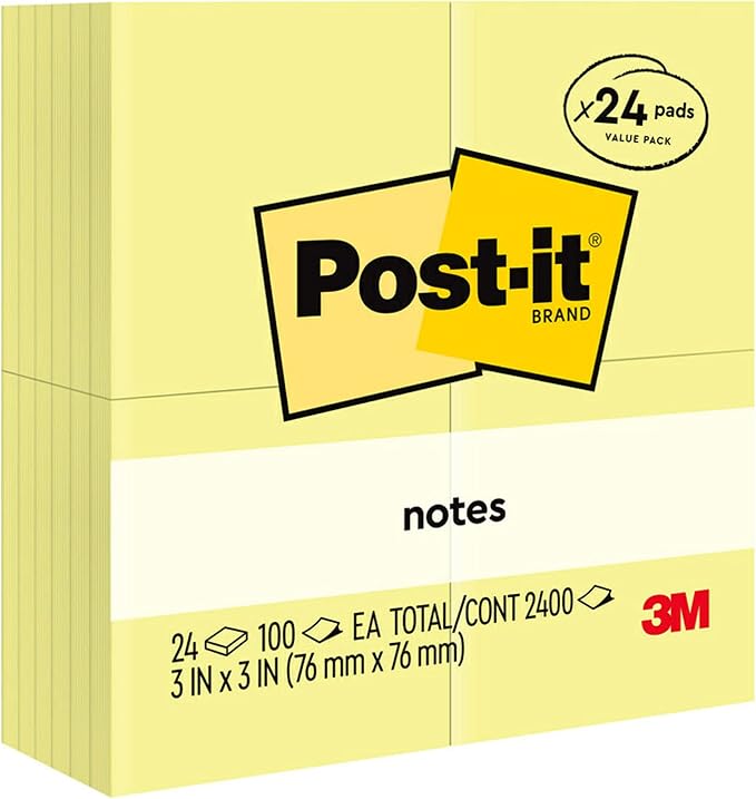 Post-it Notes, 3x3 in, 24 Pads, America's No.1 Favorite Sticky Notes, Canary by Unknown