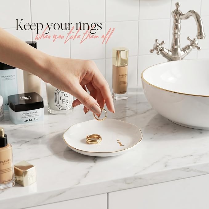 Ceramic Jewelry Tray, Personalized Initial Jewelry Dish - Image 5
