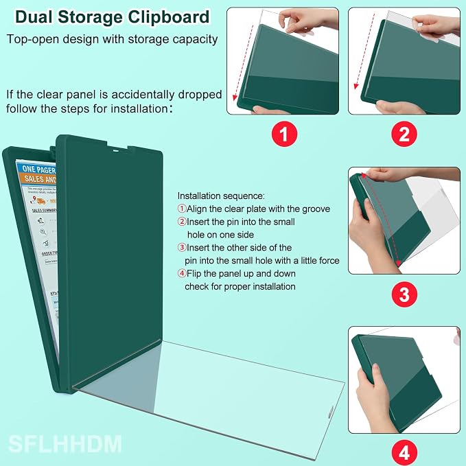 SFLHHDM Clipboard with Storage, Heavy Duty Clip Boards 8.5x11 with 2 Storage - Image 6