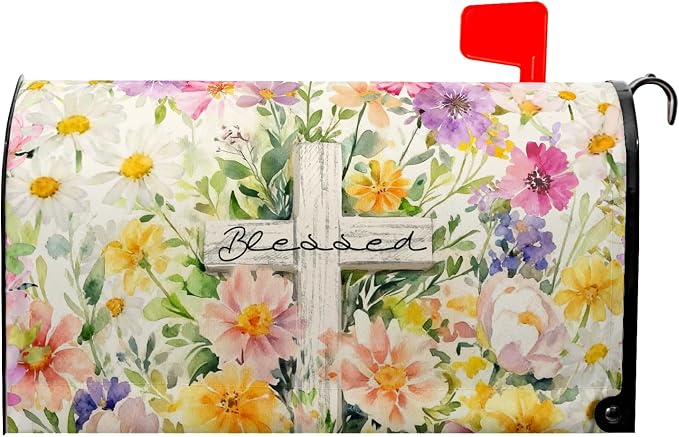 Spring Floral Mailbox Cover Magnetic Standard Size Easter Cross Mailbox Covers by farg