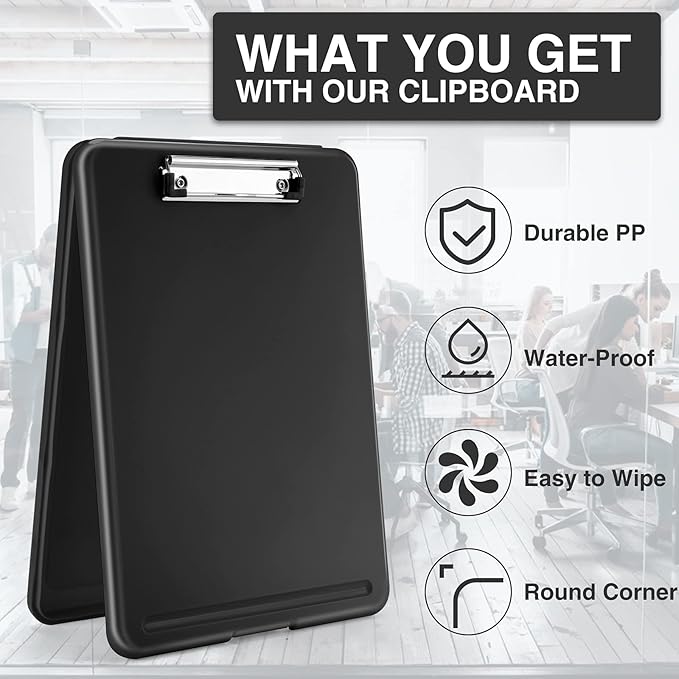 Sooez Clipboard with Storage, Plastic Storage Clipboards with Low Profile Clip - Image 4
