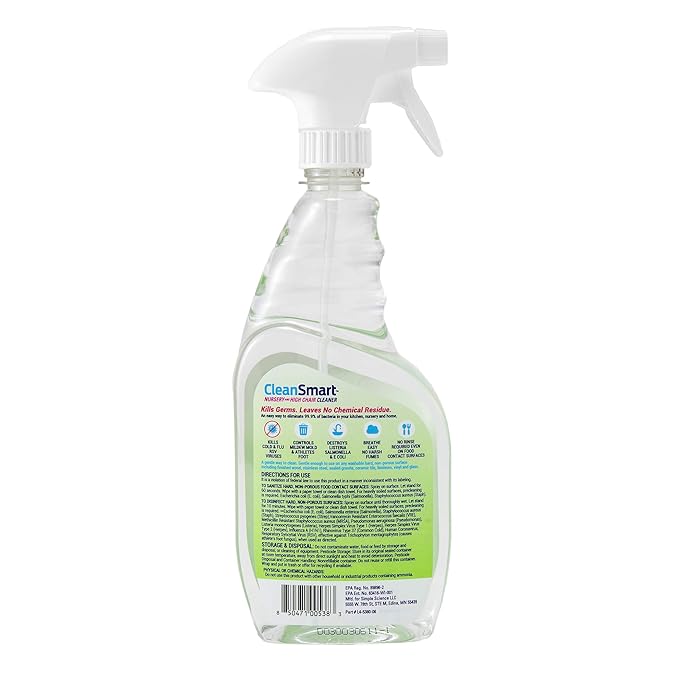 CleanSmart Nursery & High Chair Cleaner, 23 Ounce Bottle (Pack of 2), Hypochlorous Naturally Kills 99.9% of Viruses like RSV & Flu with Zero Residue-DeskLoop Office