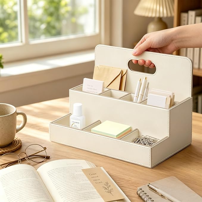 Mail Organizer Countertop, Office Desk Accessories Bill Sorter File Holder | PU - Image 2