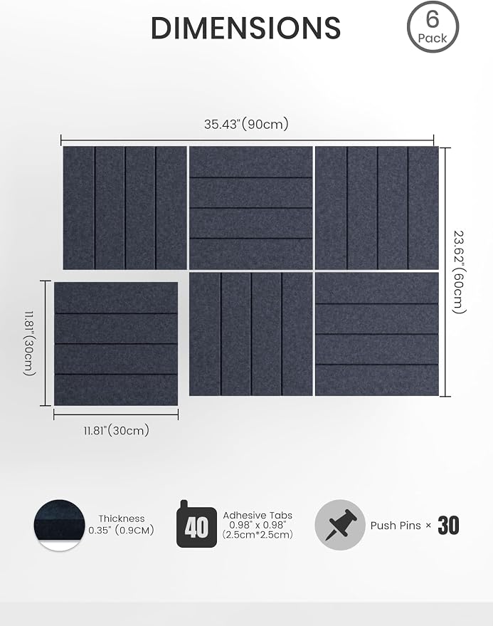 Bumusty Large Cork Board Alternative-36 x 24" Felt Bulletin Board Tiles - Image 2