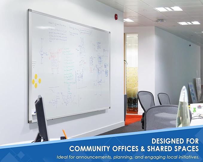 SWANCROWN Large Magnetic White Board, Dry Erase Board 72 x 40 Inches with Thick Aluminum Frame, Large Dry Erase Board for Wall Built-in Magnetic Pen Holder & Long Marker Tray for Conference Room-DeskLoop Office