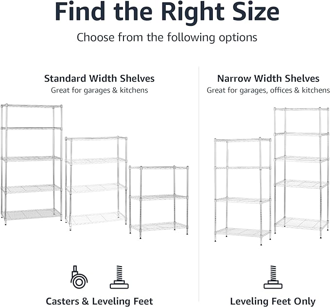 Amazon Basics 3-Shelf Heavy Duty Adjustable Wire Shelving Storage Rack on 2" PP - Image 5