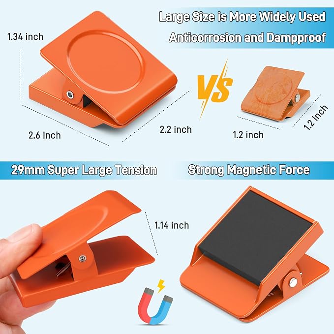 FINDMAG Extra Strong Magnetic Clips, 2.2inch Magnetic Binder Clips Heavy Duty - Image 2