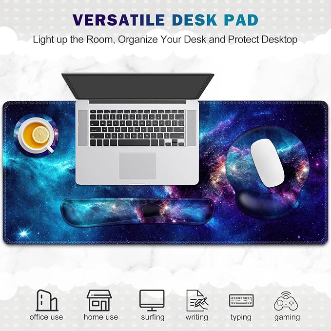 Gaming Mouse Pad, Large Desk Mat, Cute Desk Pad Protector, 4in1 XXL Mousepad + - Image 8