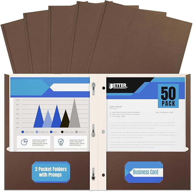 Better Office Products Brown Paper 2 Pocket Folders by BetterOfficeProducts