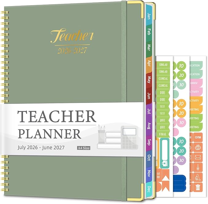 Teacher Planner 2026-2027, Jul 2026-Jun 2027 Academic Year, 8.5" x 11" Lesson by Ms-PaperPearl