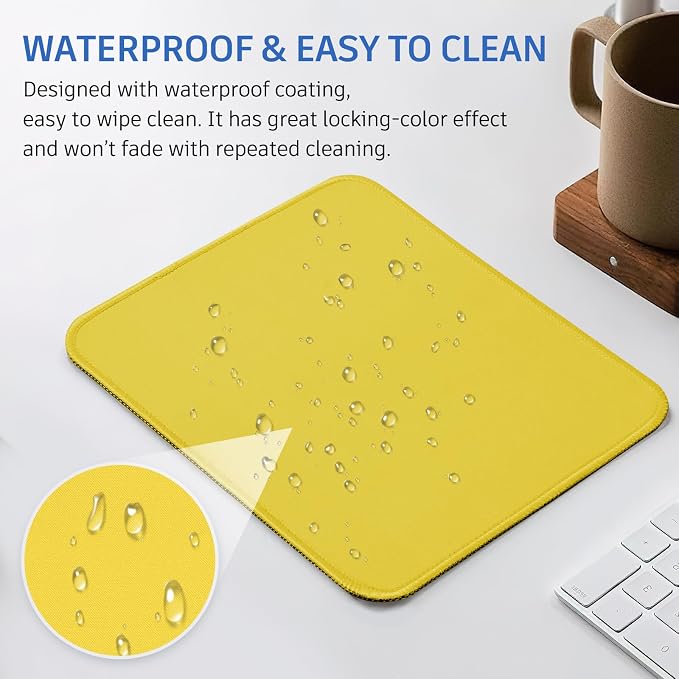 Yellow Mouse Pad, 10.2 x 8.2 inches, Non-Slip Waterproof Rubber - Image 6