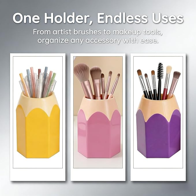 6pcs Pencil Shaped Pen Holders, Cute Desktop Pencil Cup & Makeup Brush Container - Image 7