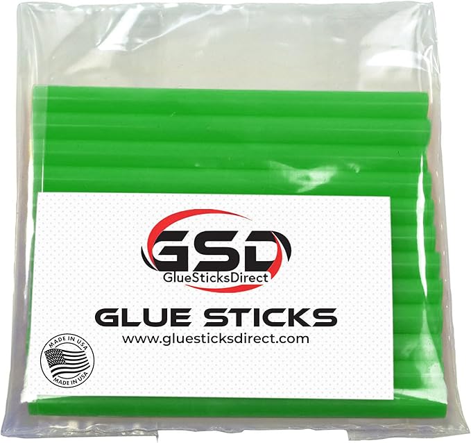 Mini Size Hot Melt Glue Sticks for Glue Gun - Bulk 4in Green Glue Sticks - Great for Art Craft Repairs & Compatible w/Most Glue Guns - 5/16" X 4" (24 Sticks) - Made in USA-DeskLoop Office