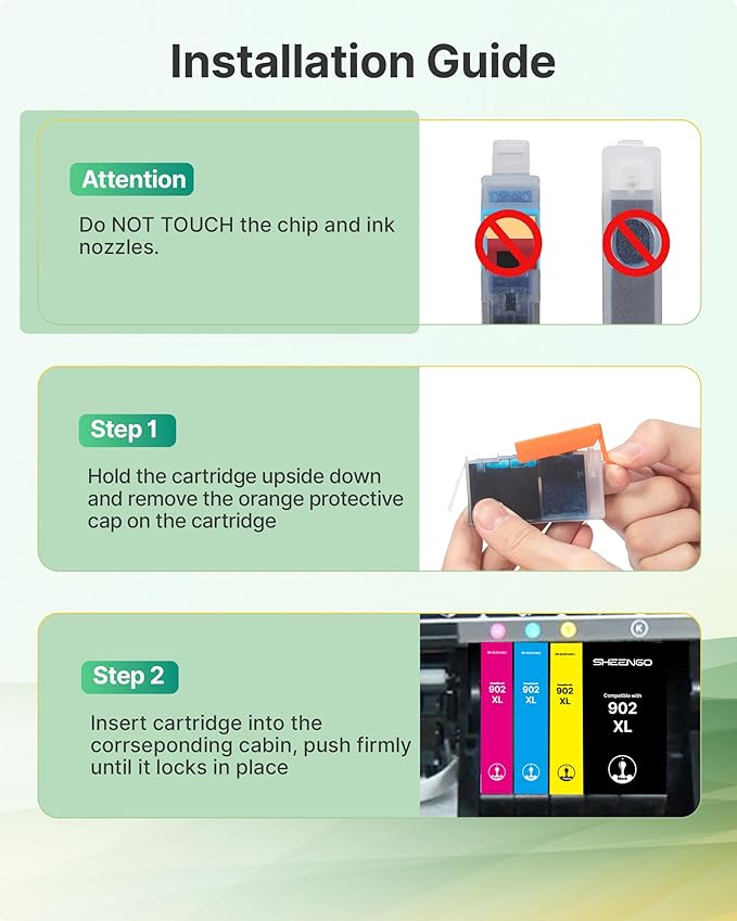 902XL Ink Cartridges for HP Printers Compatible Replacement for HP 902 902 Ink Cartridges HP902 XL for OfficeJet Pro 6978 6968 6974 6975 6960 Officejet 6951 6954 6956 6958 Printer, 4 Pack Latest Chip-DeskLoop Office