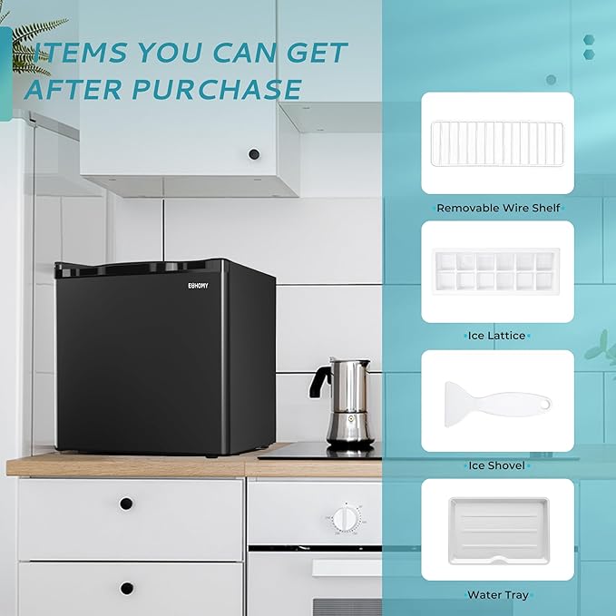 EUHOMY 1.7 Cu.Ft Mini Fridge with Freezer, Reversible Single Door Compact Refrigerator, Adjustable Thermostat, Energy Saving, Mini Fridge for Bedroom, Office, Dorm, Black-DeskLoop Office