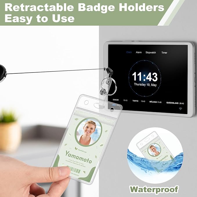 2 Pack ID Badge Holder with Badge Reels Retractable Clip Heavy Duty Vertical - Image 6