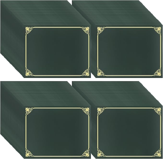 150 Pcs Certificate Holders Bulk, Hunter Green Diploma Covers Gold Foil Border - Image 9