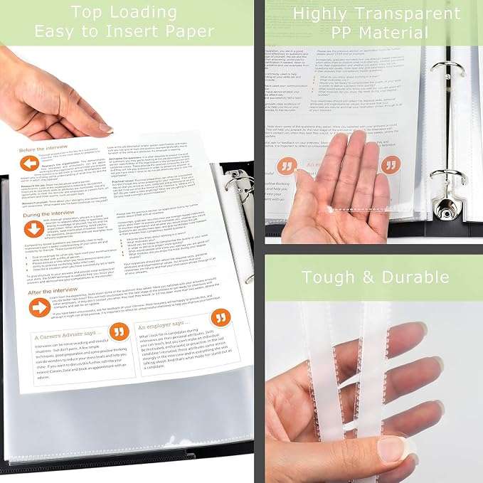 Sheet Protectors for 3 Ring Binder, 50 Pack Heavyweight Plastic Sleeves | Page - Image 2
