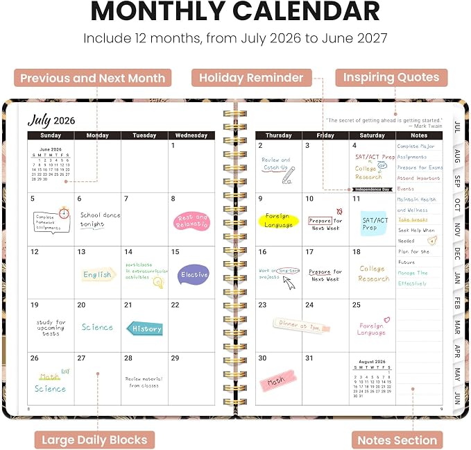 Planner 2026-2027, Hardcover Monthly and Weekly Academic Planner July 2026 - Image 2