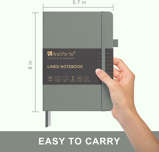 &And Per Se Lined Journal Notebook, 160 Pages, A5 5.7 x 8 inches College Ruled - Image 2