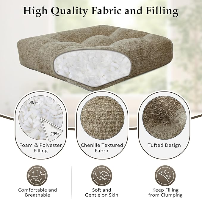 downluxe Chair Cushions for Dining Chairs 4 Pack, Tufted Indoor Chair Pads - Image 2