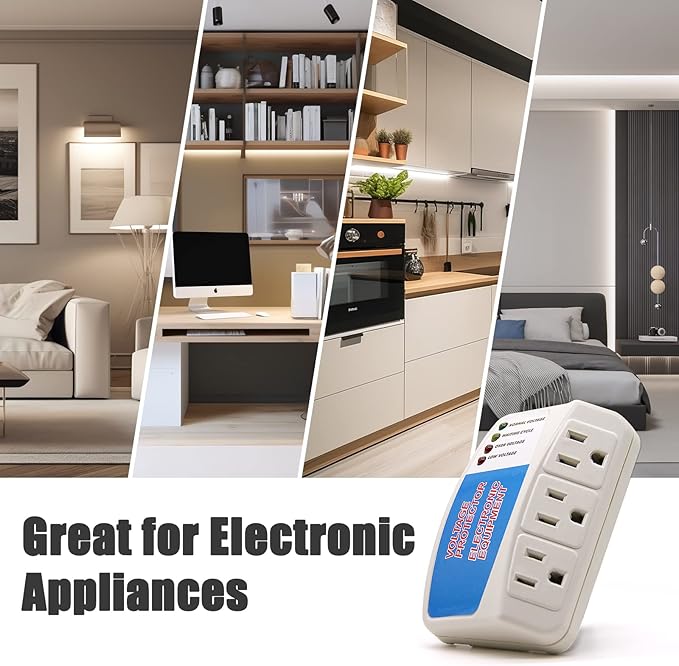 BSEED Surge Protector Power Strip for Home Appliance, 3 Outlet Power Surge Protector, Voltage Protector Brownout Surge Refrigerator 1875W, 120V, 15A, 1 Pack-DeskLoop Office