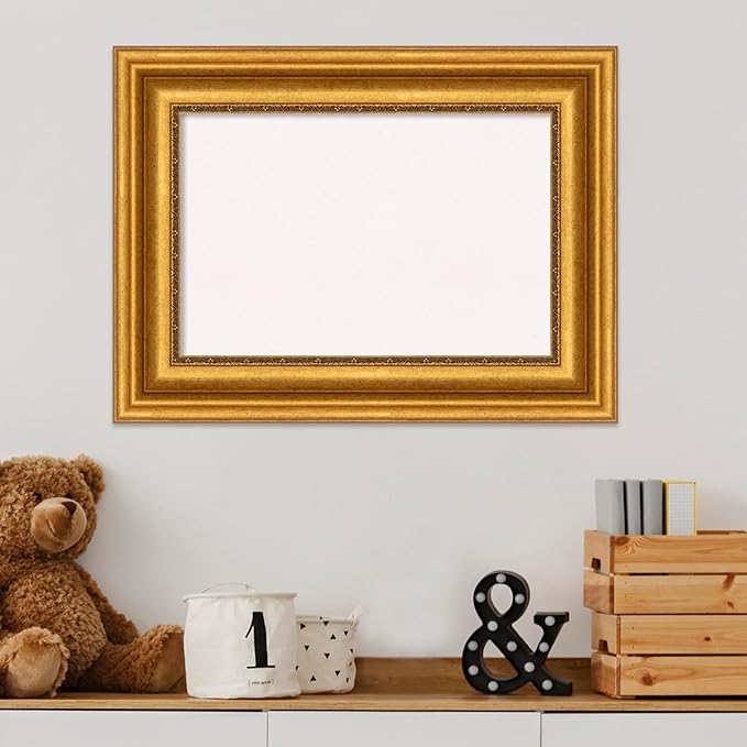 Amanti Art White Cork Board for Wall, 18x24 Vision Board with Gold Frame, Small Corkboard Office Decor for Home Organization, Traditional Corkboard Pinboard to Display Items for Home Organization in-DeskLoop Office