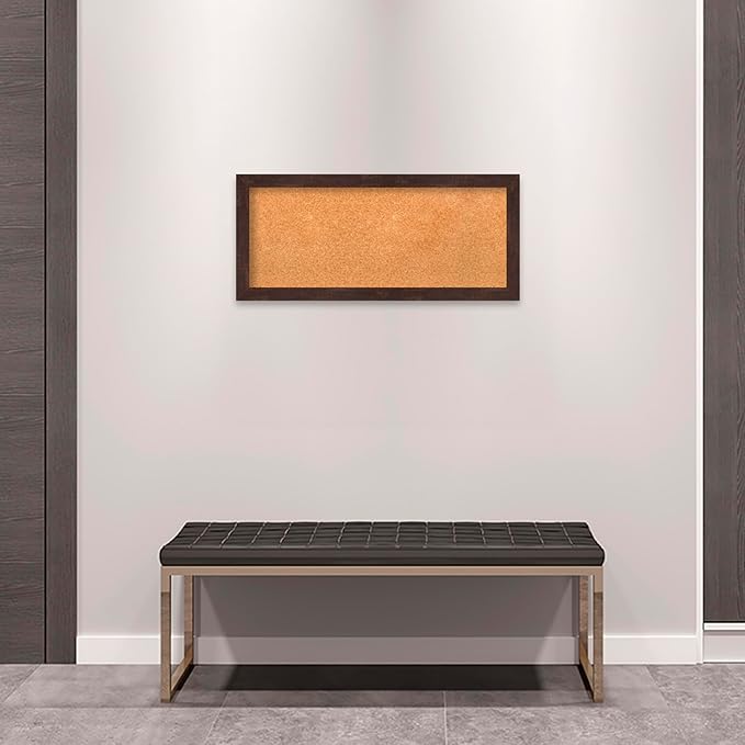 Amanti Art Natural Cork Board for Wall, 15x33 Vision Board with Brown Wood Frame, Medium Corkboard Office Decor for Home Organization, Rustic Farmhouse Corkboard Pinboard to display items for home-DeskLoop Office