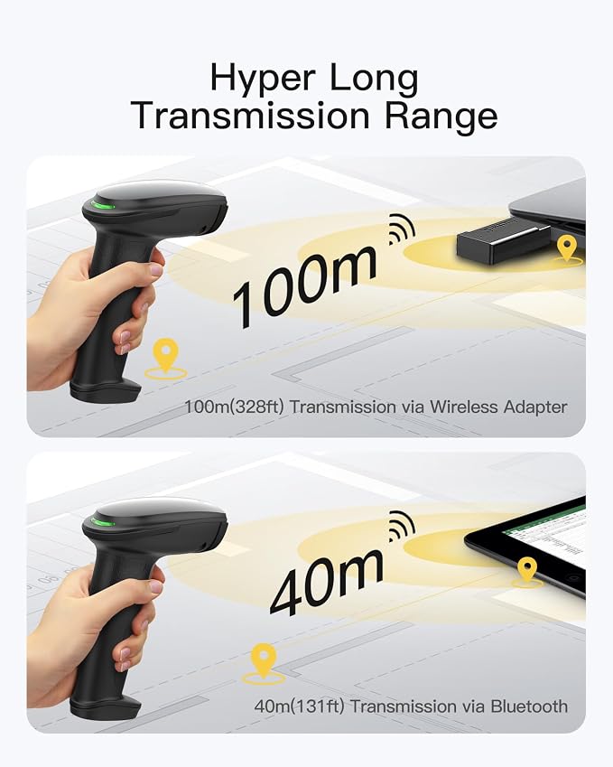 Inateck 2D Barcode Scanner, Wireless Bluetooth QR Barcode Scanner, Handheld - Image 8