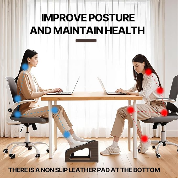 Ergonomic Foot Rest, 4 Adjustable Height Foot Stool,Footrest Under Desk， Flip Over Office Desk Foot Rest, Improving Posture, Promoting Blood Circulation（Espresso）-DeskLoop Office