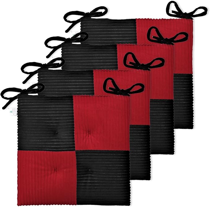 Office Stacking Chair Cushions 4 Pack, Corduroy High Density Foam Kitchen Seat by Zalvox