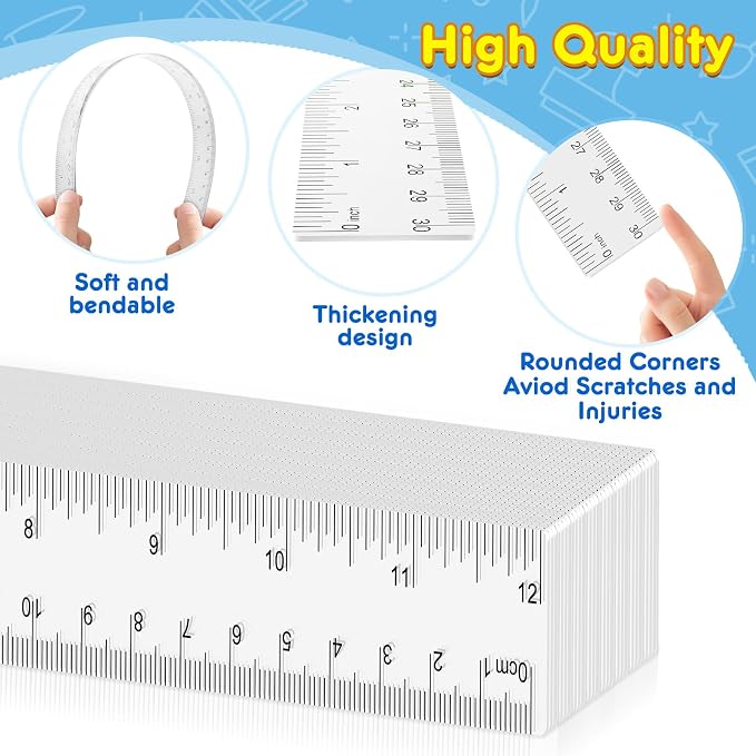 32 Pack Clear Plastic Ruler 12 Inch, Rulers Bulk - Image 4