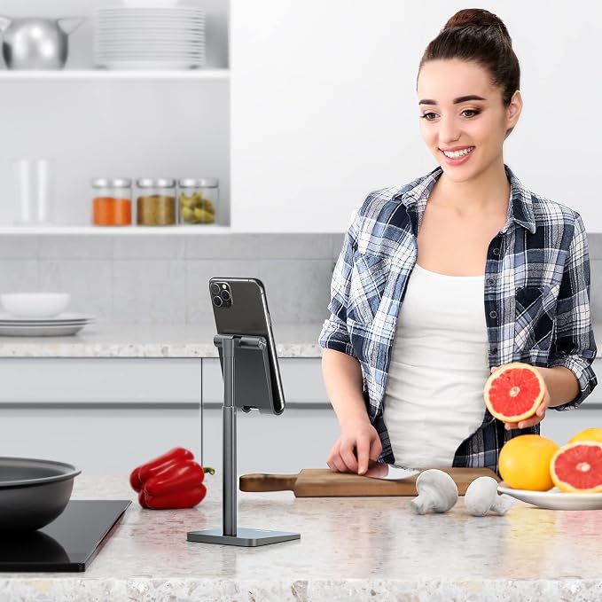 OMOTON Cell Phone Stand, Adjustable Angle Height Desk Phone Dock Holder - Image 9