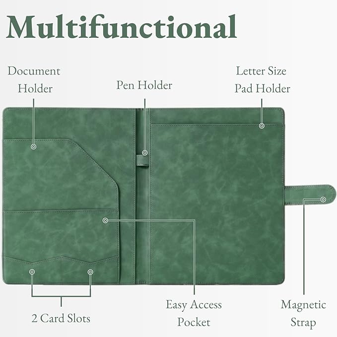 Mymazn Padfolio Portfolio Binder, Faux Leather Interview Resume Folder - Image 2