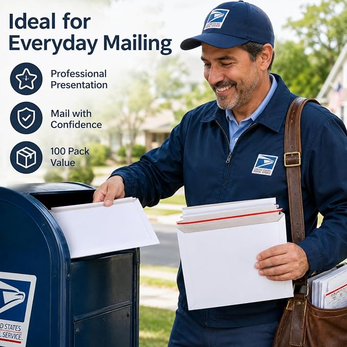 RHBLME 100PCS Stay Flat Mailers, 6x10 Inch Rigid Mailers Cardboard Envelopes - Image 6