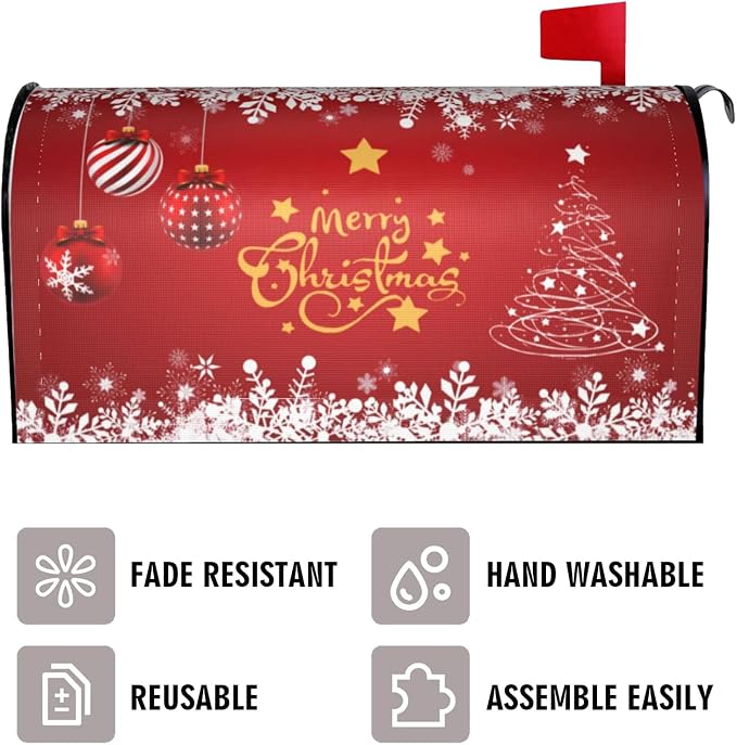 Merry Christmas Mailbox Cover, Winter Tree Snowflake Xmas Magnetic Mailbox - Image 3