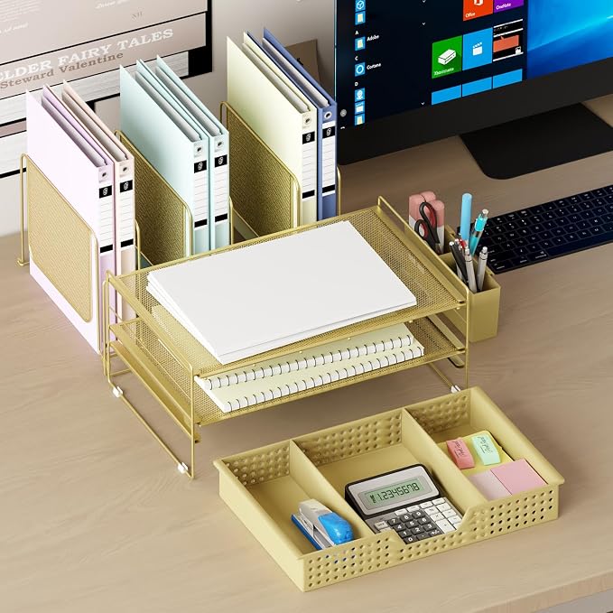LEKETREE Gold Desk Organizer, Office Organization - Image 3