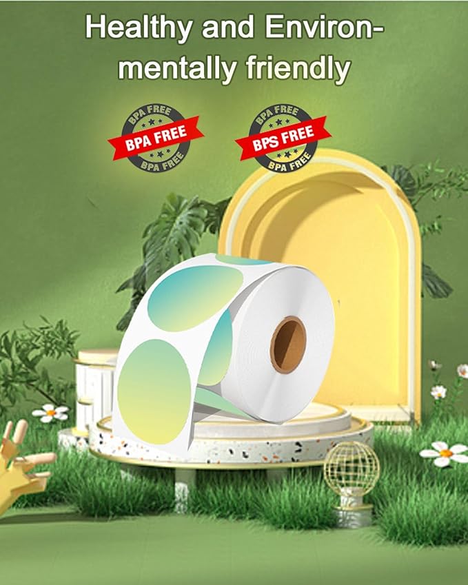 3 inch Round Thermal Labels, Thermal Printer Labels use for Barcode, Shipping, Customized, Circle Direct Thermal Stickers 500 Labels for Printer, Gradient Green-DeskLoop Office