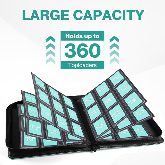 Toploader Binder, Holds 360 Toploaders, 100 Toploaders INCLUDED, 9-Pocket PU - Image 4