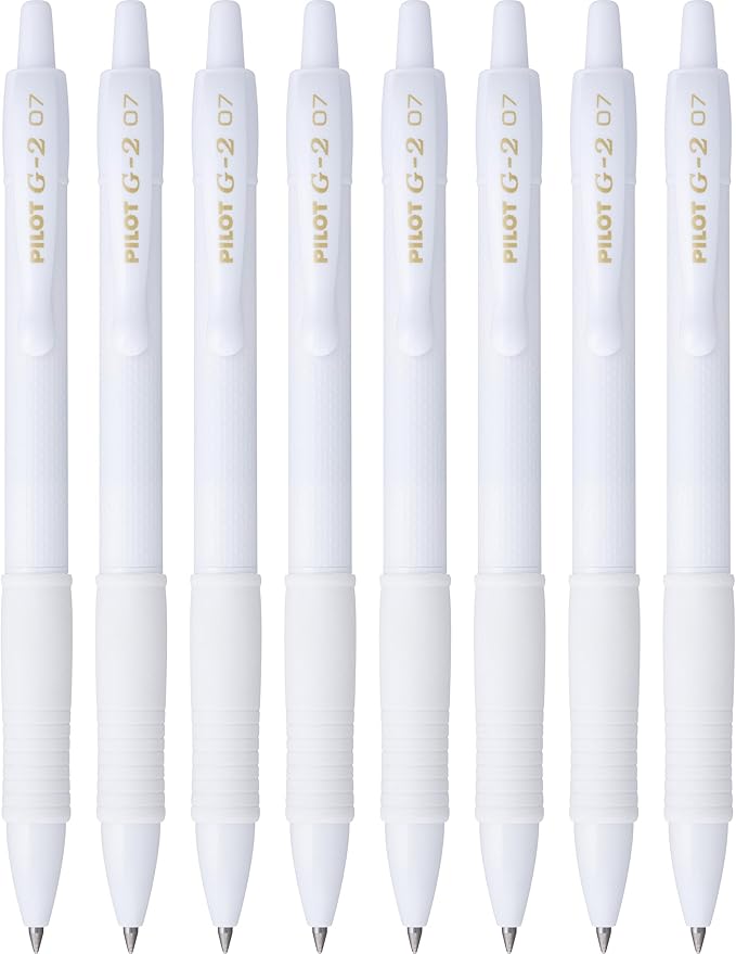 PILOT, G2 Edge White Premium Gel Roller Pens, Sensory Writing Experience, 8ct box, Fine Point 0.7 mm