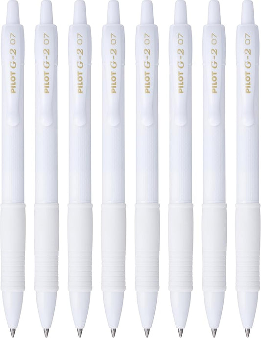 PILOT, G2 Edge White Premium Gel Roller Pens, Sensory Writing Experience, 8ct box, Fine Point 0.7 mm